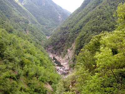 Lange afdaling langs de Torrente Aveto