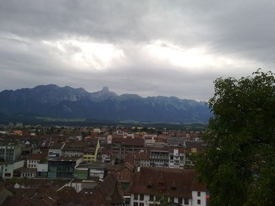 Uitzicht vanaf het slot van Thun Uitzicht vanaf het slot van Thun